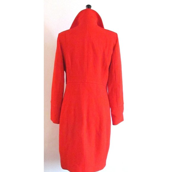 Diane Von Furstenberg Red Wool Double Breasted Notched Collar Coat Size 10.R - Picture 2 of 12